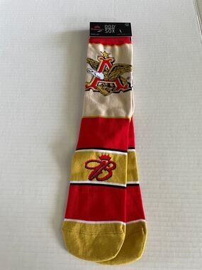 ONE PAIR ODD ANHEUSER BUSCH BUDWEISER SOCKS NEW